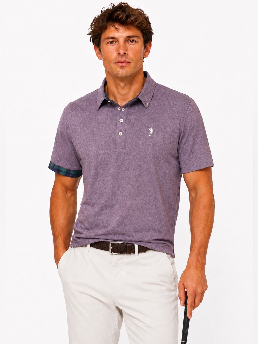William Murray‎ Golf Murray Classic Polo In Mottled Purple Size Large